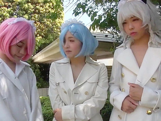 Japanese lesbian milfs and teen cosplay threesome sex: fucking a curvy Japanese lesbian milf and teen cosplay threesome sex in tokyo